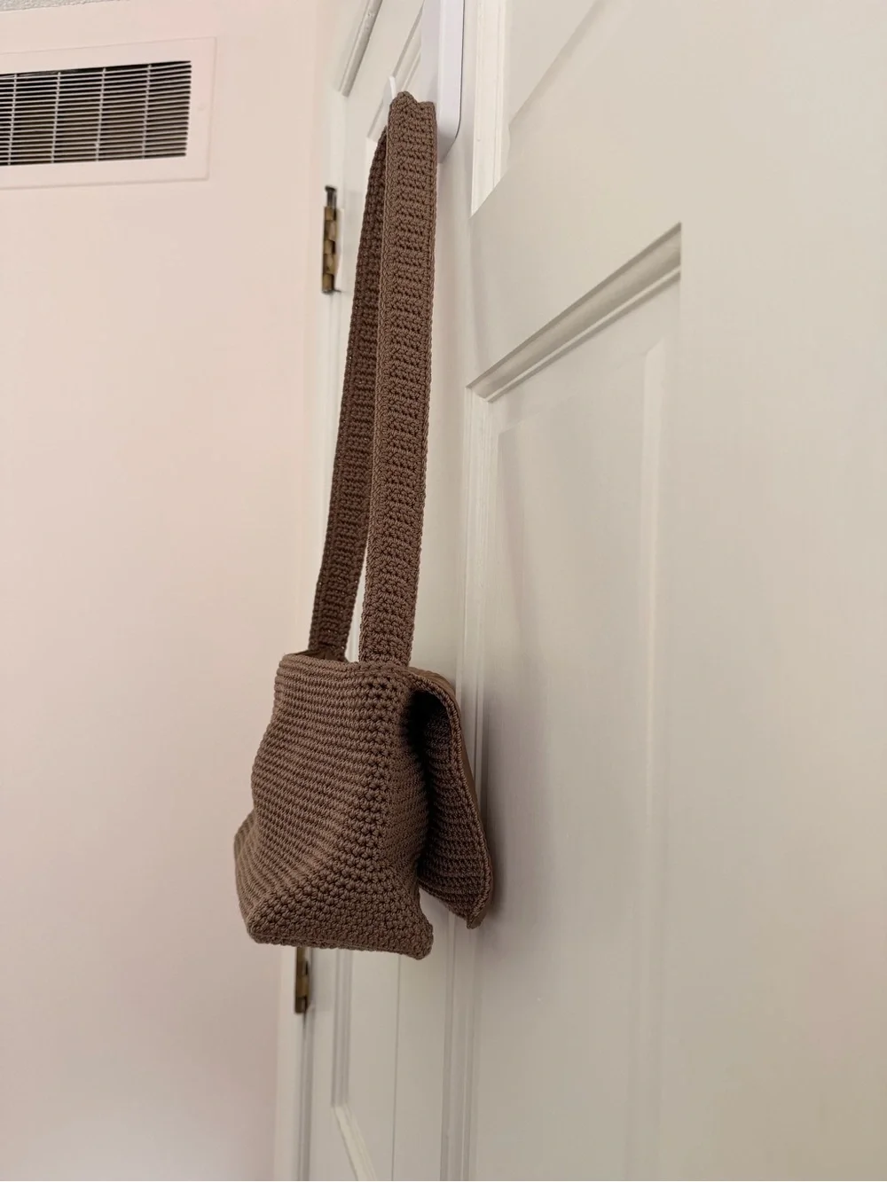 The Sak Brown Crochet Shoulder Bag with Flap